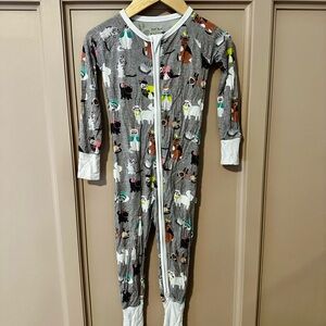 Little Sleepies Kitty Print One Piece Pajamas - Gray